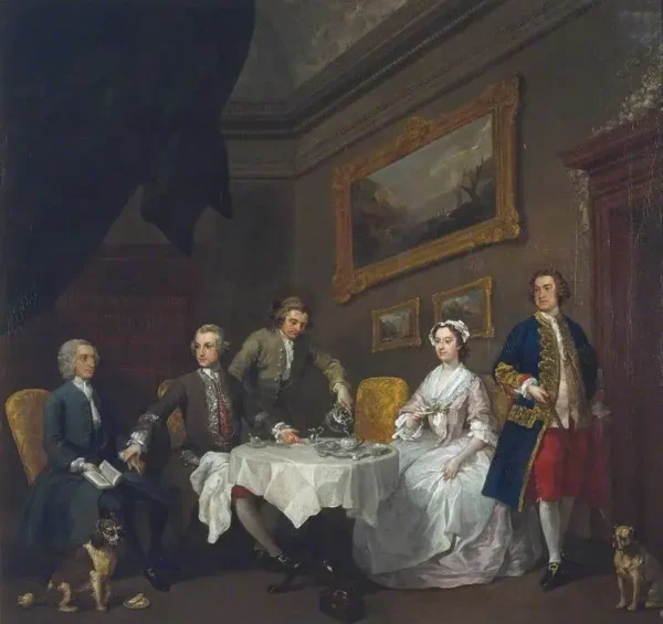 The Strode Family (1738) by William Hogarth — original painting reproduced as a hand-painted oil on canvas
