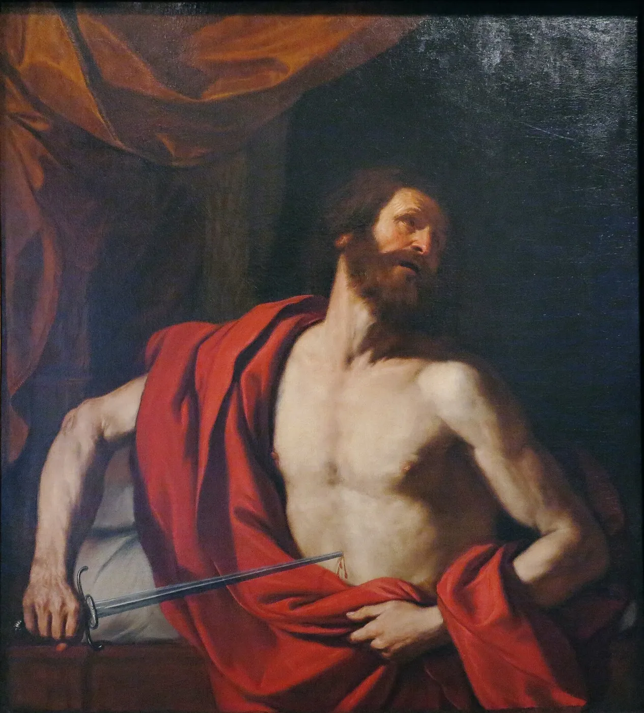 The Suicide of Cato (1641) by Guercino — original painting reproduced as a hand-painted oil on canvas