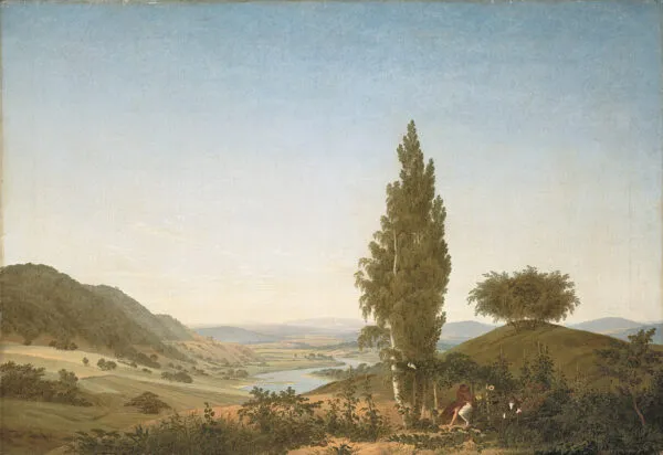 The Summer (Landscape with couple) (1807) by Caspar David Friedrich — original painting reproduced as a hand-painted oil on canvas