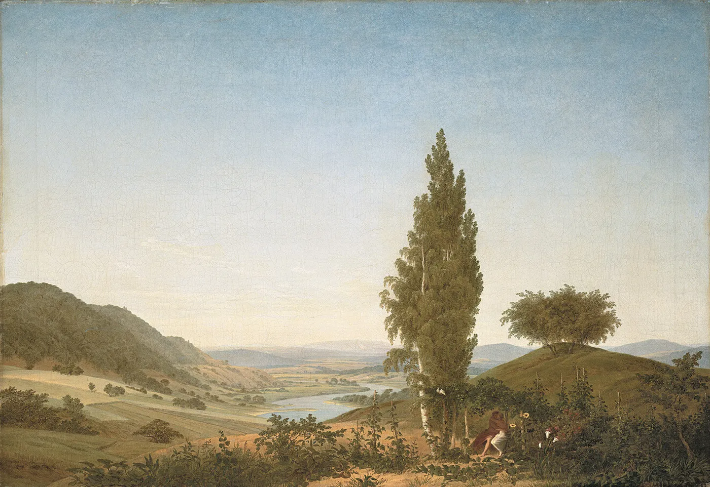 The Summer (Landscape with couple) (1807) by Caspar David Friedrich — original painting reproduced as a hand-painted oil on canvas