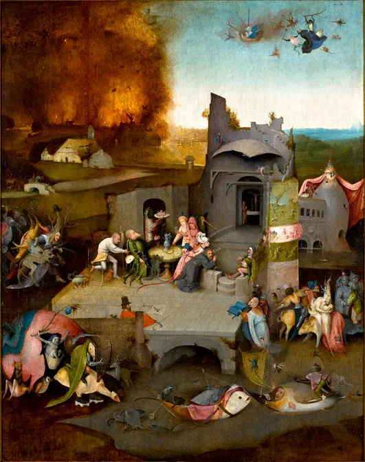 The Temptations of St. Anthony (Hieronymus Bosch, São Paulo) (1500) by Hieronymus Bosch — original painting reproduced as a hand-painted oil on canvas