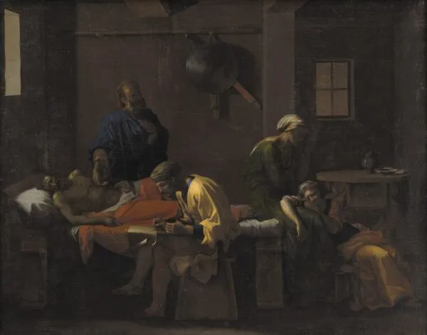 The Testament of Eudamidas (1644) by Nicolas Poussin — original painting reproduced as a hand-painted oil on canvas