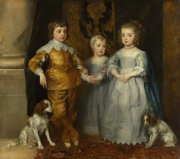 The Three Eldest Children of Charles I (1635) by Anthony van Dyck — original painting reproduced as a hand-painted oil on canvas