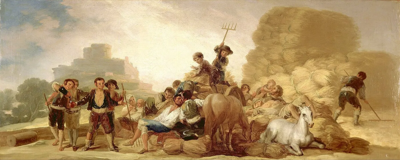 The Threshing Floor (1786) by Francisco Goya — original painting reproduced as a hand-painted oil on canvas