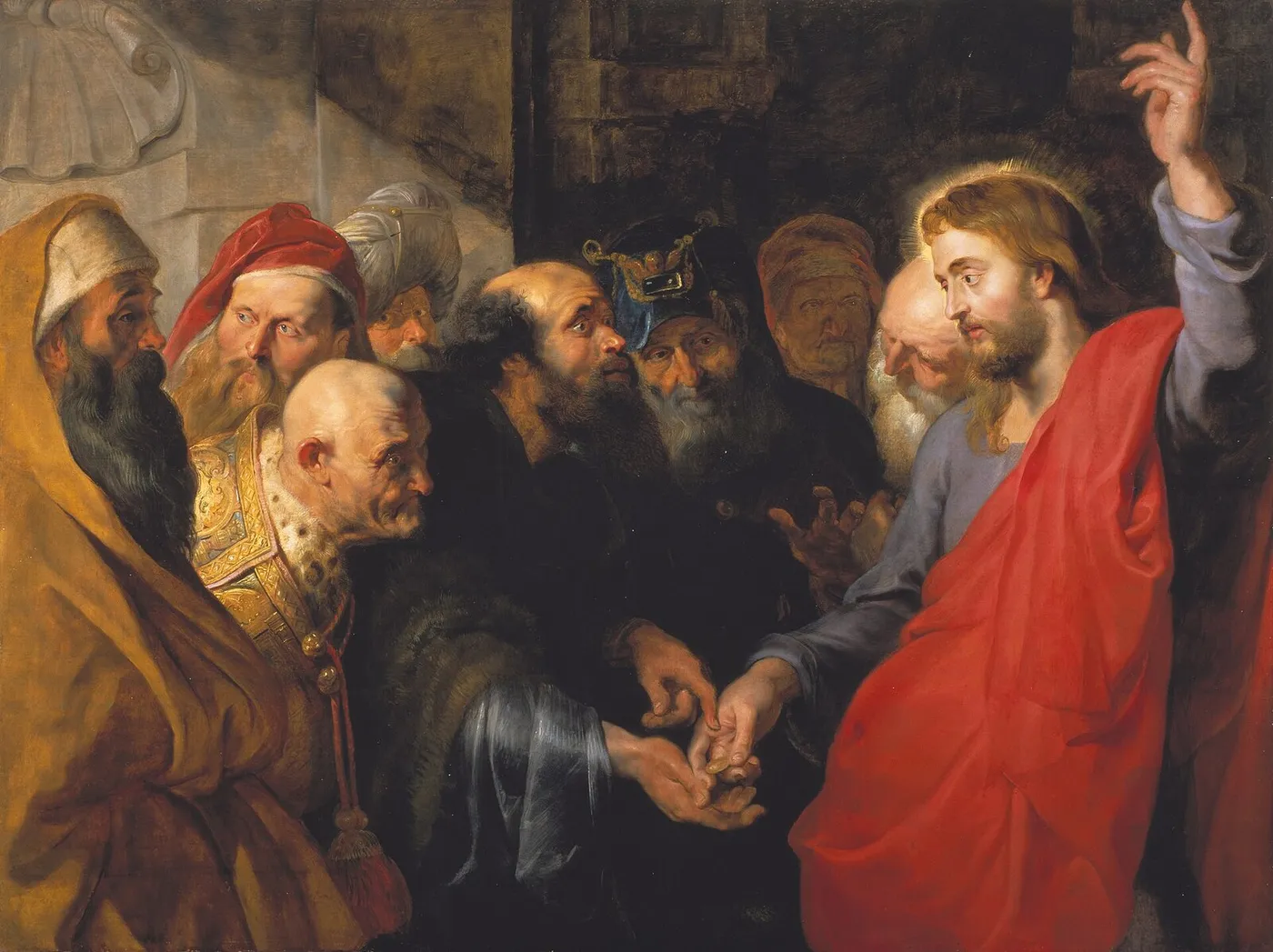 The Tribute Money (1612) by Peter Paul Rubens — original painting reproduced as a hand-painted oil on canvas