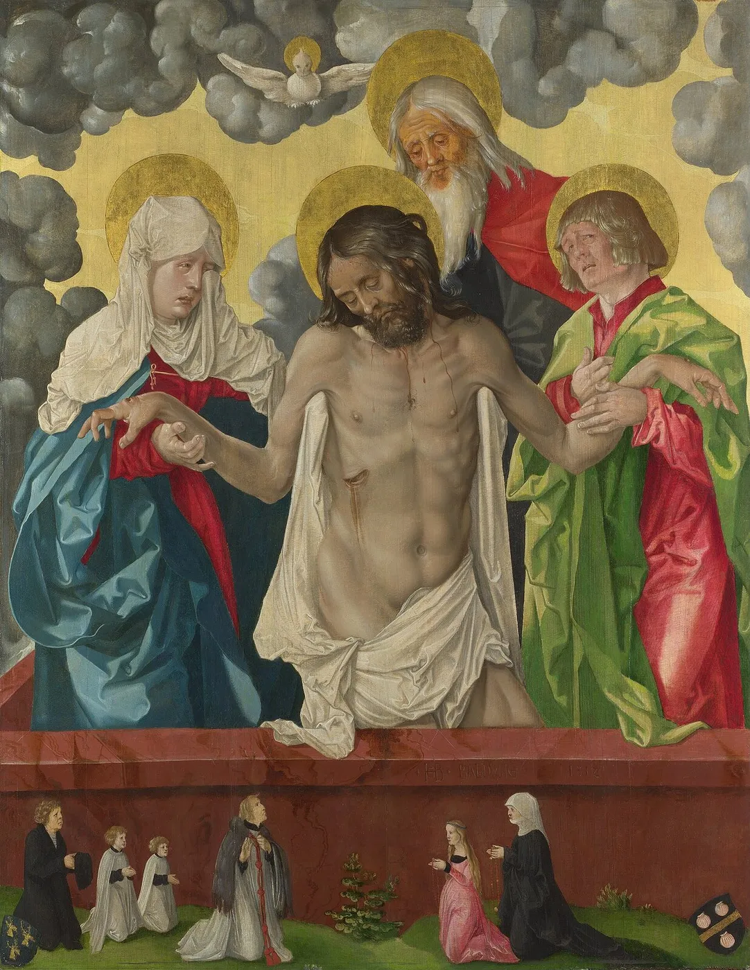The Trinity and Mystic Pietà (1512) by Hans Baldung Grien — original painting reproduced as a hand-painted oil on canvas