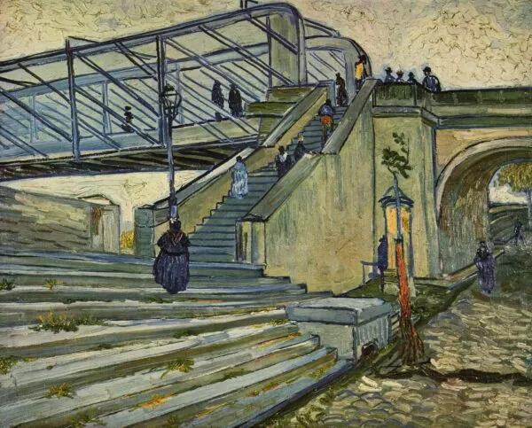 The Trinquetaille Bridge (1888) by Vincent van Gogh — original painting reproduced as a hand-painted oil on canvas