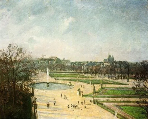 The Tuileries Garden, Morning, Sunshine (1900) by Camille Pissarro — original painting reproduced as a hand-painted oil on canvas