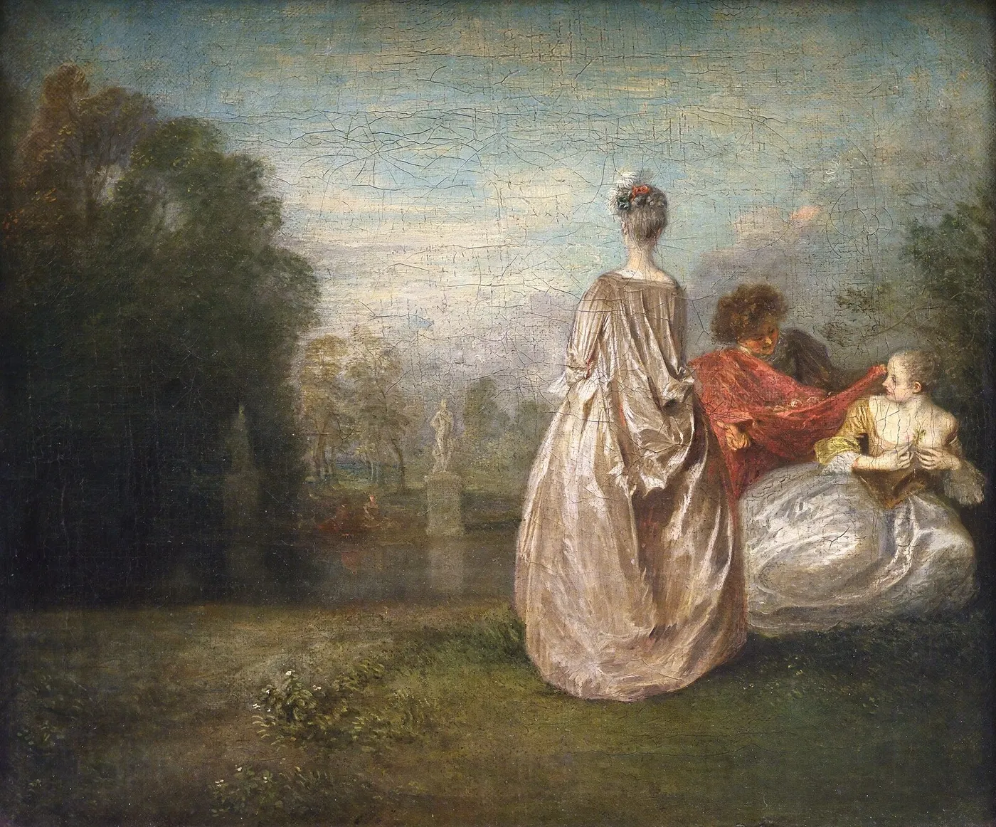 The two cousins (1716) by Jean-Antoine Watteau — original painting reproduced as a hand-painted oil on canvas