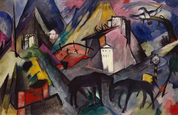 The Unfortunate Land of Tyrol (1913) by Franz Marc — original painting reproduced as a hand-painted oil on canvas