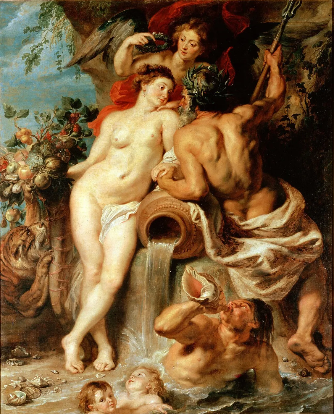 The Union of Earth and Water (Antwerp and the Scheldt) (1618) by Peter Paul Rubens — original painting reproduced as a hand-painted oil on canvas