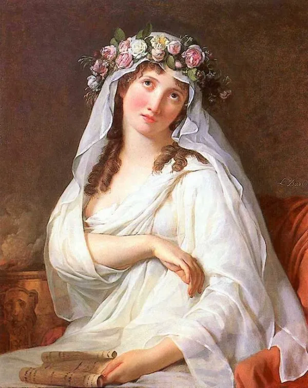 The Vestal Virgin (1783) by Jacques-Louis David — original painting reproduced as a hand-painted oil on canvas
