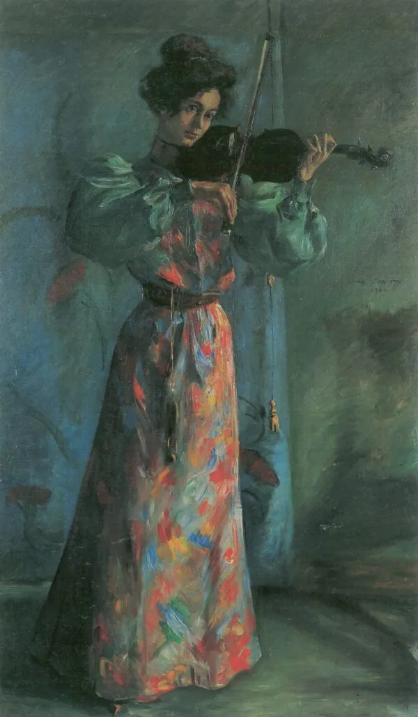 The Violinist (1900) by Lovis Corinth — original painting reproduced as a hand-painted oil on canvas