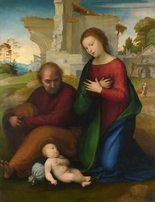 The Virgin adoring the Child with Saint Joseph (1511) by Fra Bartolomeo — original painting reproduced as a hand-painted oil on canvas
