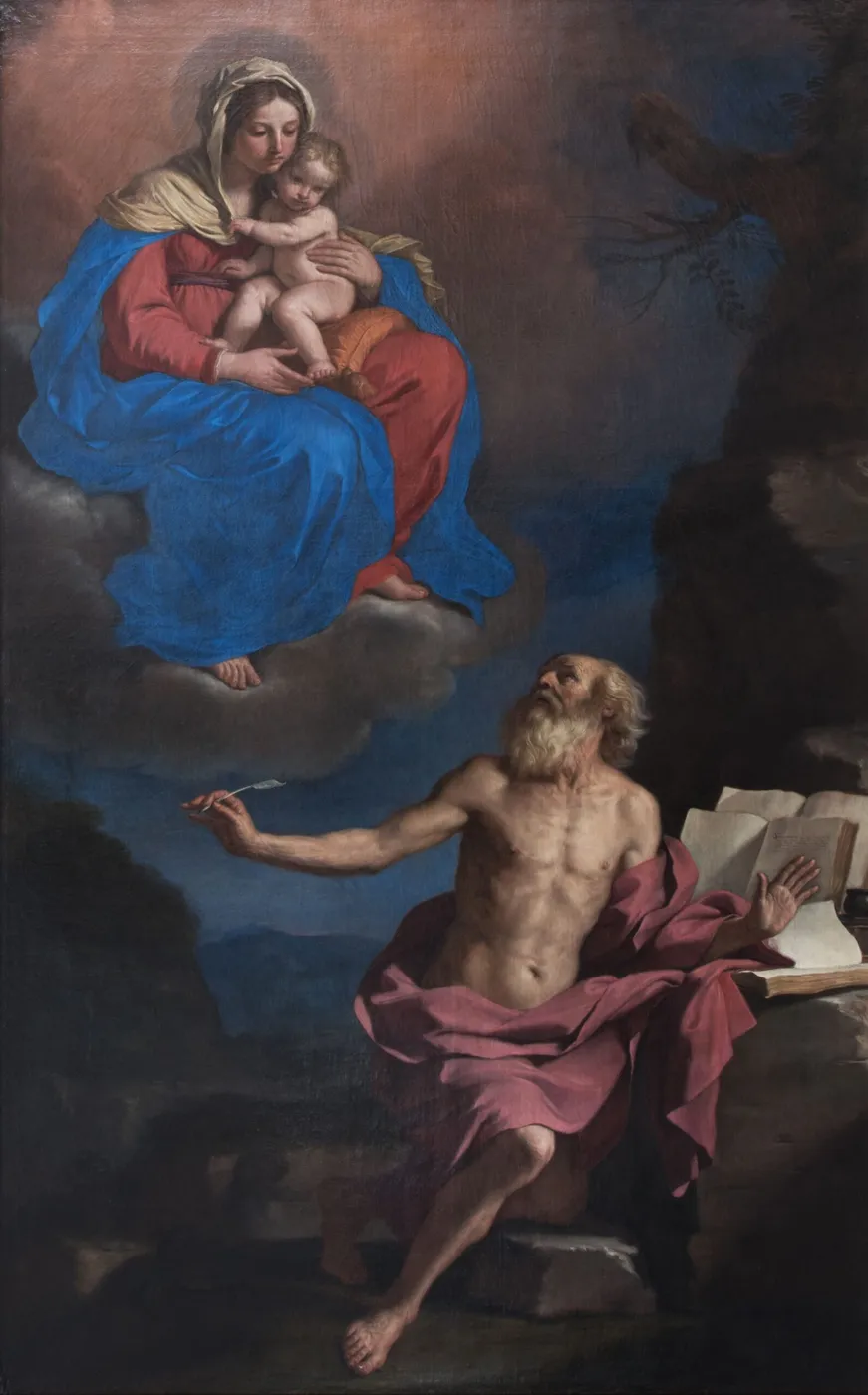 The Virgin and Child appearing to Saint Jerome (1650) by Guercino — original painting reproduced as a hand-painted oil on canvas