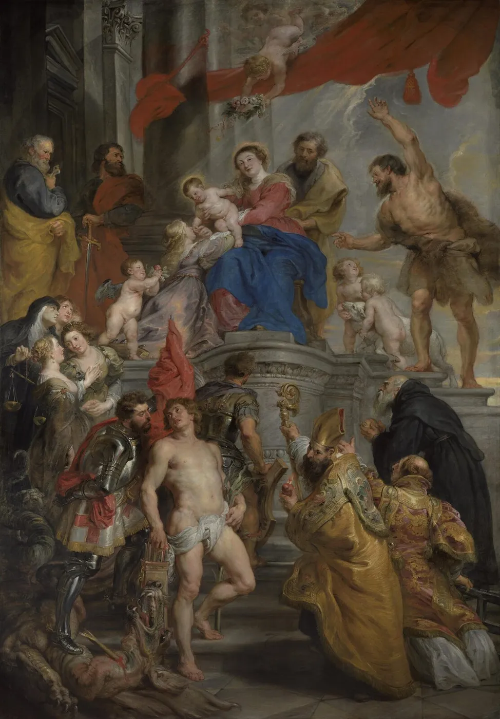 The Virgin and Child Enthroned with Saints (1628) by Anthony van Dyck — original painting reproduced as a hand-painted oil on canvas