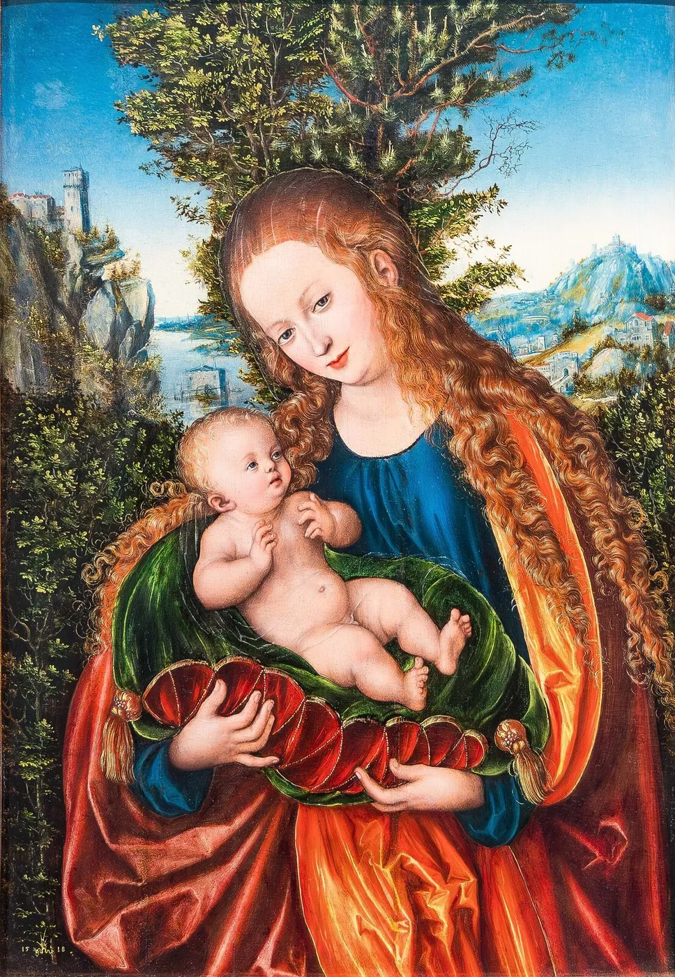 The Virgin and Child (1518) by Lucas Cranach the Elder — original painting reproduced as a hand-painted oil on canvas