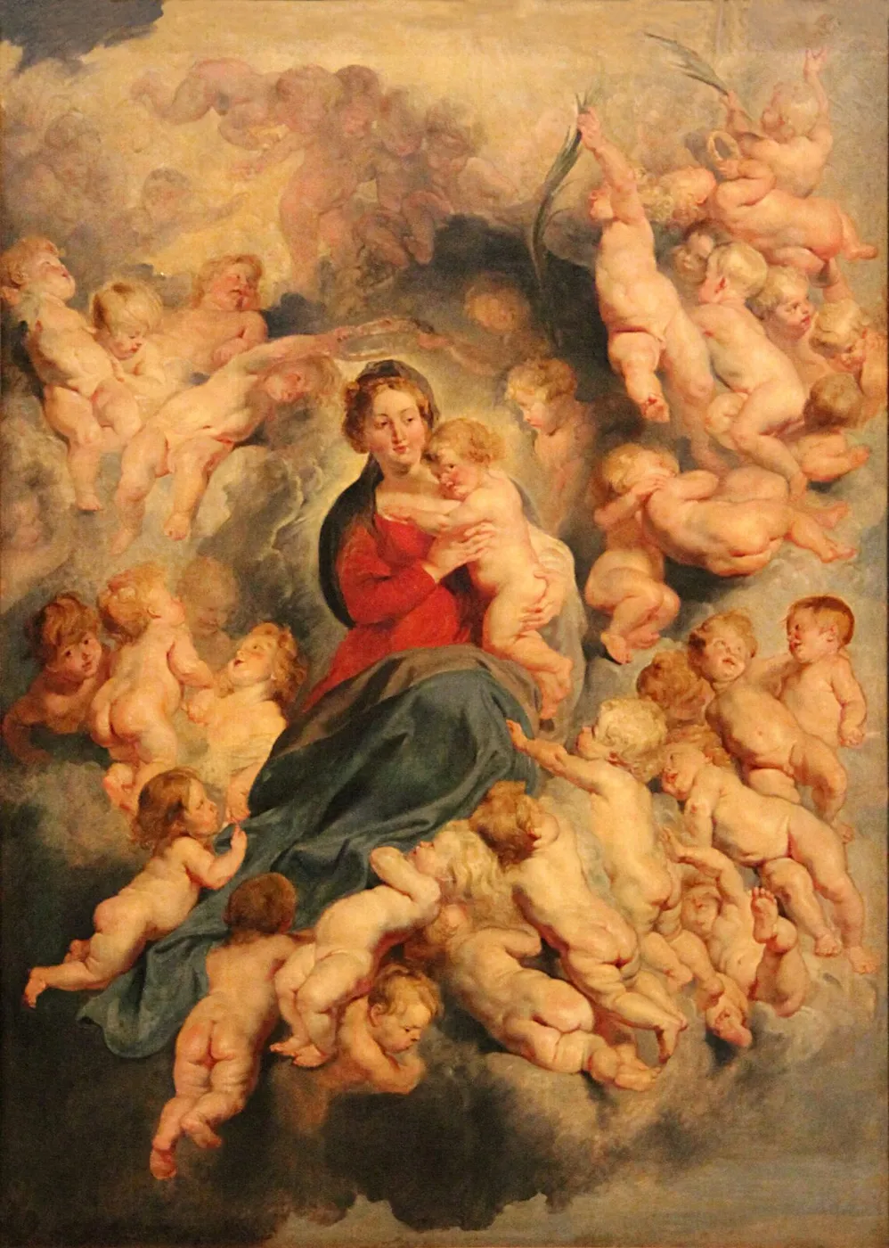 The Virgin and Child surrounded by the Holy Innocents (1615) by Peter Paul Rubens — original painting reproduced as a hand-painted oil on canvas