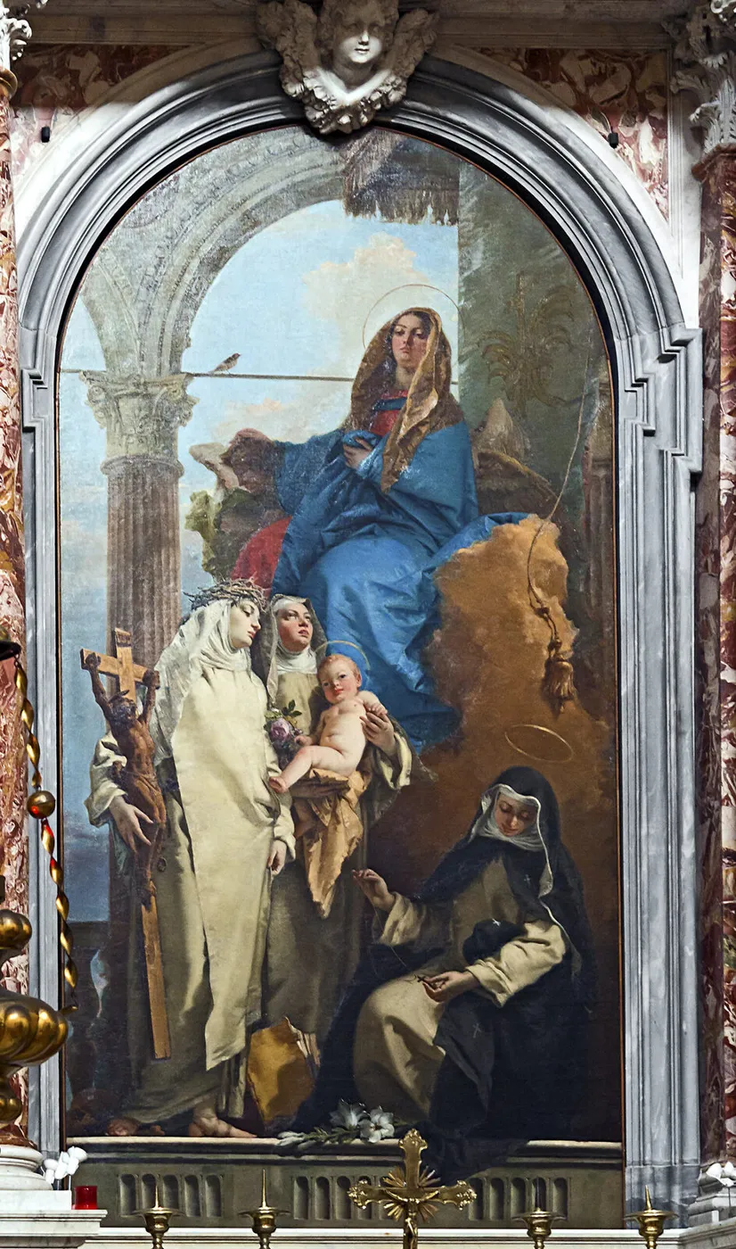 The Virgin Appearing to Dominican Saints (1747) by Giovanni Battista Tiepolo — original painting reproduced as a hand-painted oil on canvas