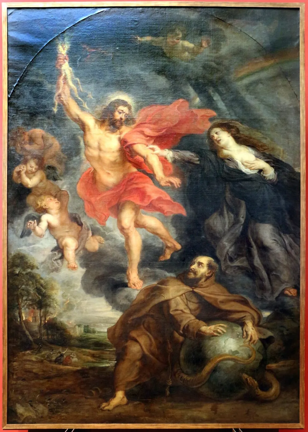 The Virgin Mary and Saint Francis Saving the World from Christ's Anger (1614) by Peter Paul Rubens — original painting reproduced as a hand-painted oil on canvas