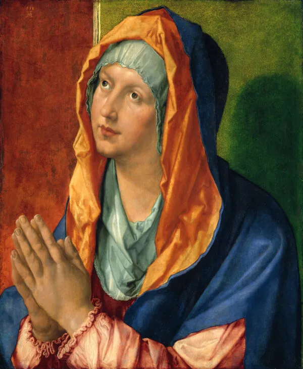 The Virgin Mary in Prayer (1518) by Albrecht Dürer — original painting reproduced as a hand-painted oil on canvas