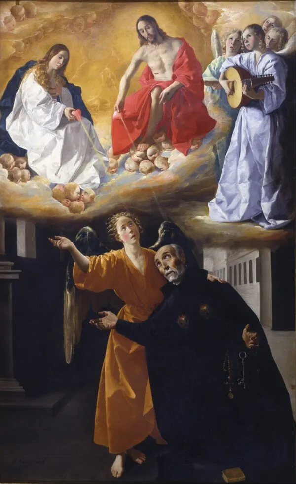 The Vision of Saint Alphonsus Rodriguez (1630) by Francisco de Zurbarán — original painting reproduced as a hand-painted oil on canvas