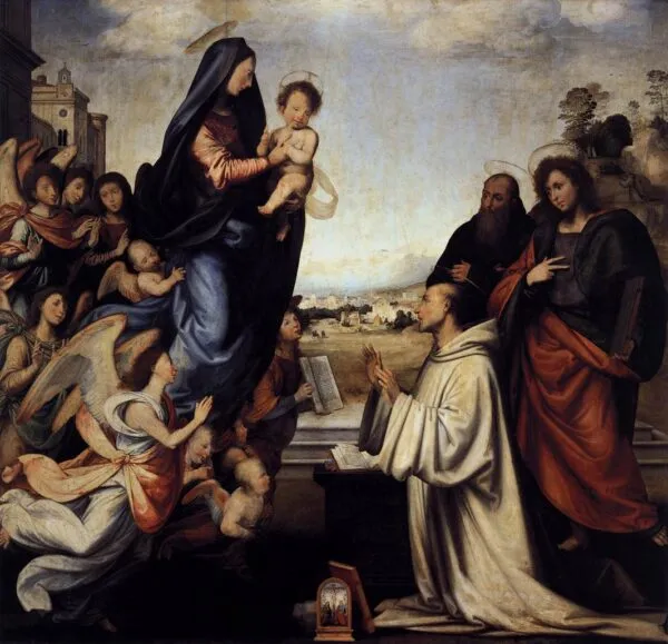 The Vision of Saint Bernard (1504) by Fra Bartolomeo — original painting reproduced as a hand-painted oil on canvas