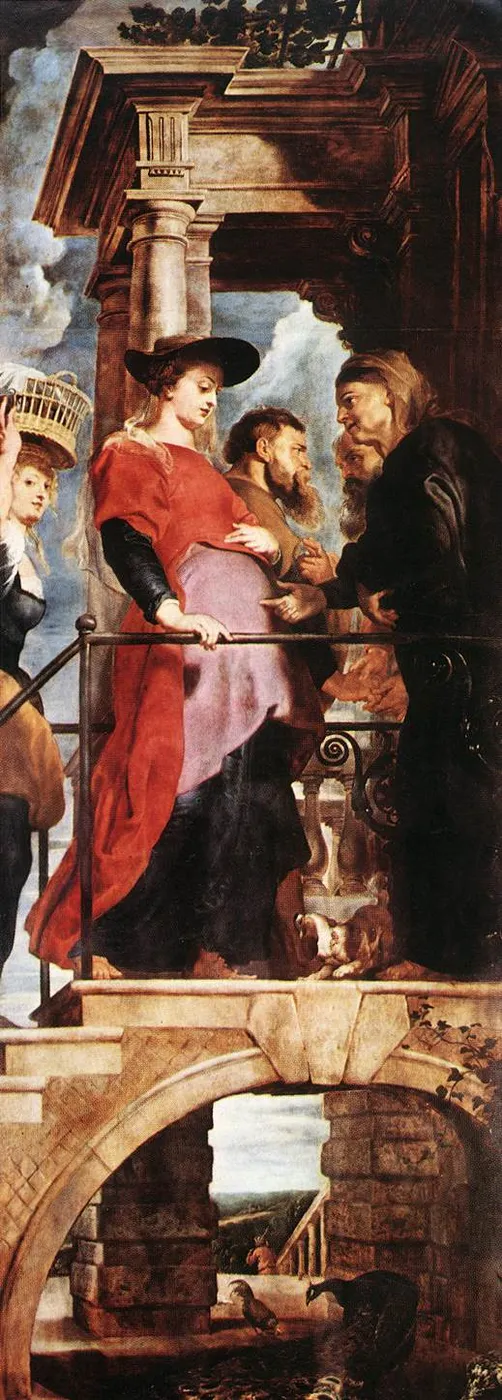 The Visitation (left panel of triptych) (1611) by Peter Paul Rubens — original painting reproduced as a hand-painted oil on canvas