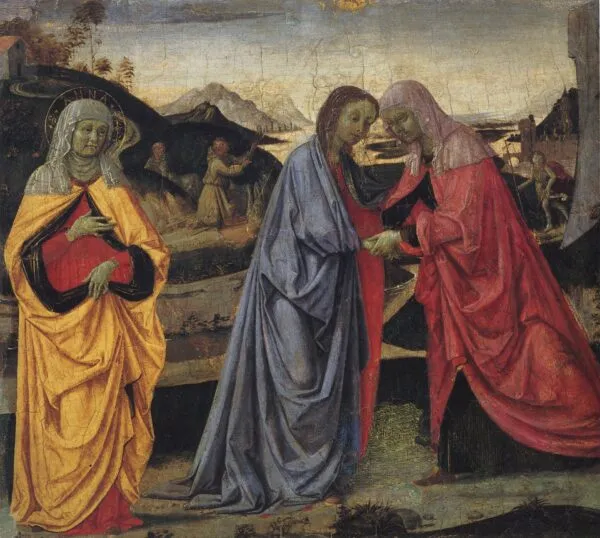 The Visitation (1470) by Pietro Perugino — original painting reproduced as a hand-painted oil on canvas