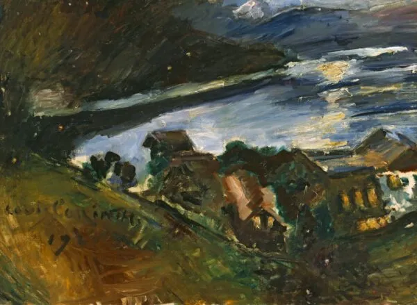 The Walchensee by moonlight (1920) by Lovis Corinth — original painting reproduced as a hand-painted oil on canvas