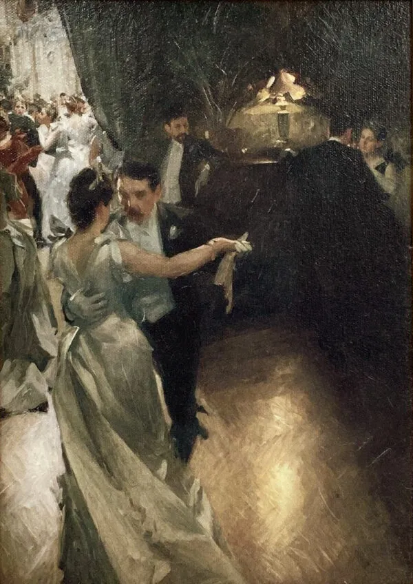 The Waltz (1891) by Anders Zorn — original painting reproduced as a hand-painted oil on canvas