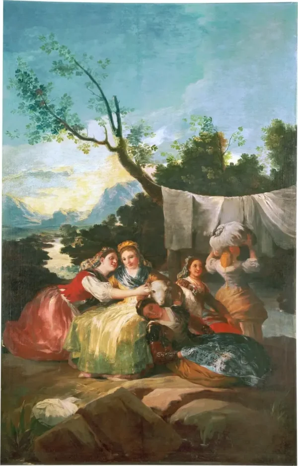 the washerwomen (1779) by Francisco Goya — original painting reproduced as a hand-painted oil on canvas
