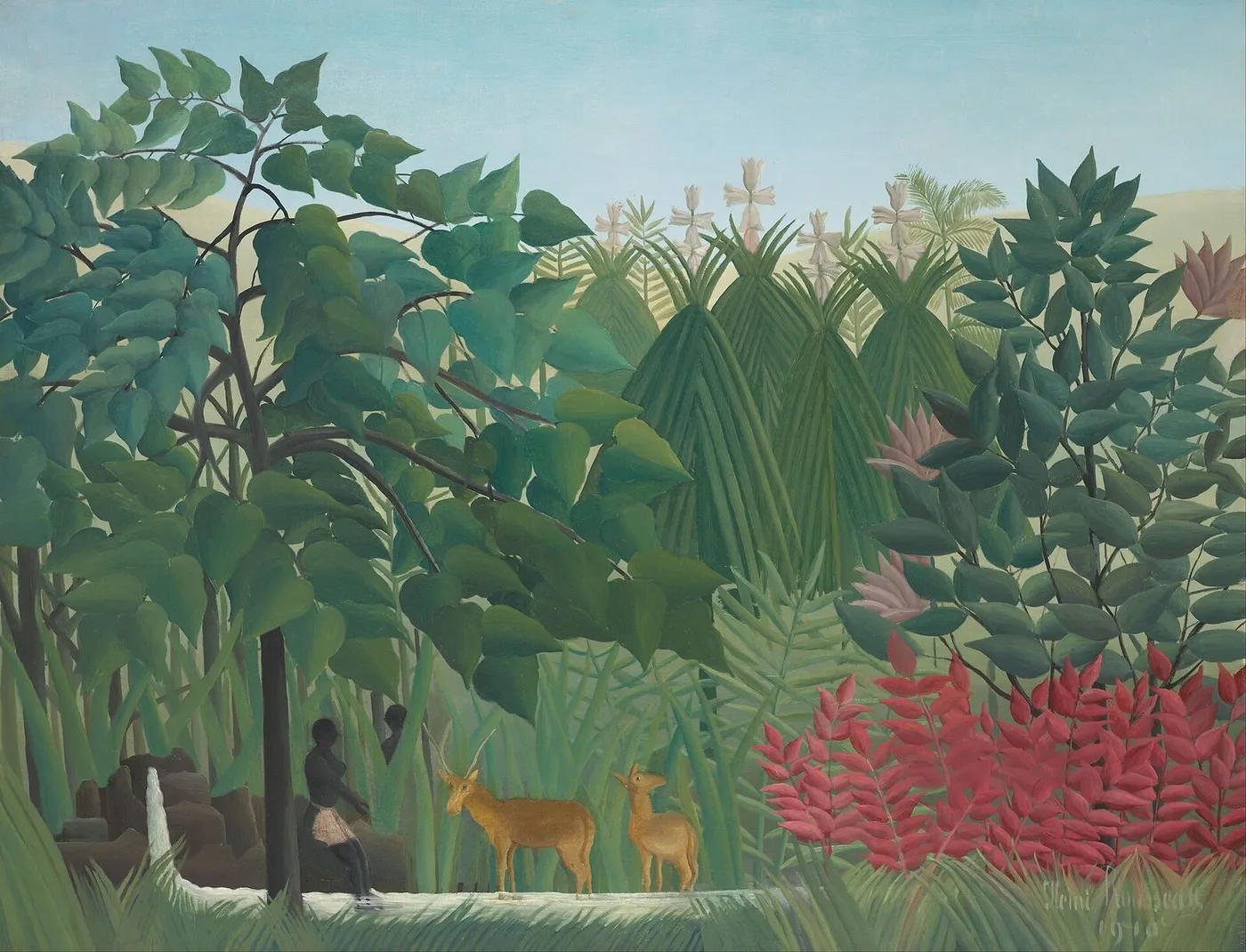 The Waterfall (1910) by Henri Rousseau — original painting reproduced as a hand-painted oil on canvas