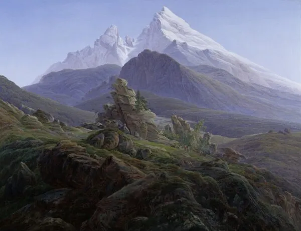 The Watzmann (1820) by Caspar David Friedrich — original painting reproduced as a hand-painted oil on canvas