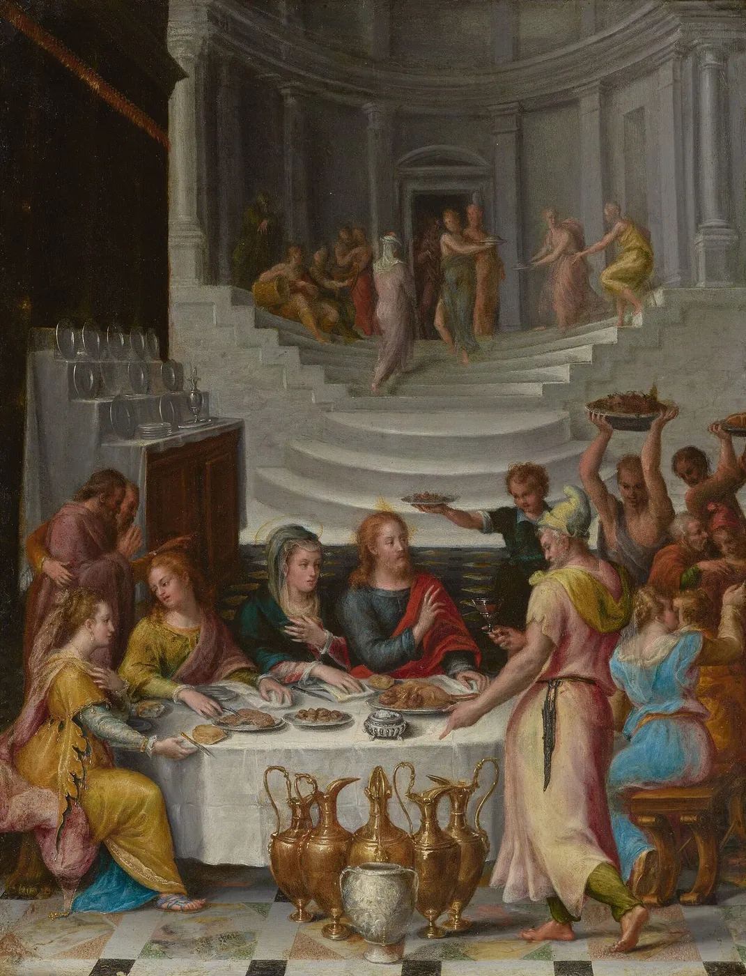 The Wedding Feast at Cana (1575) by Lavinia Fontana — original painting reproduced as a hand-painted oil on canvas