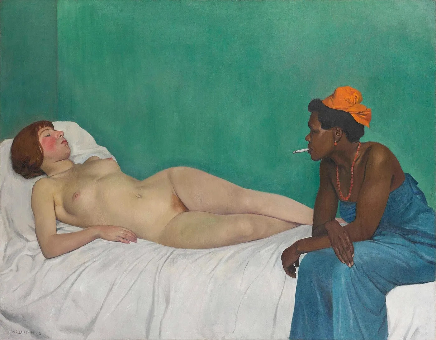 The White and the Black (1913) by Félix Vallotton — original painting reproduced as a hand-painted oil on canvas