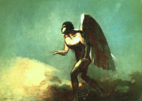 The Winged Man (1890) by Odilon Redon — original painting reproduced as a hand-painted oil on canvas