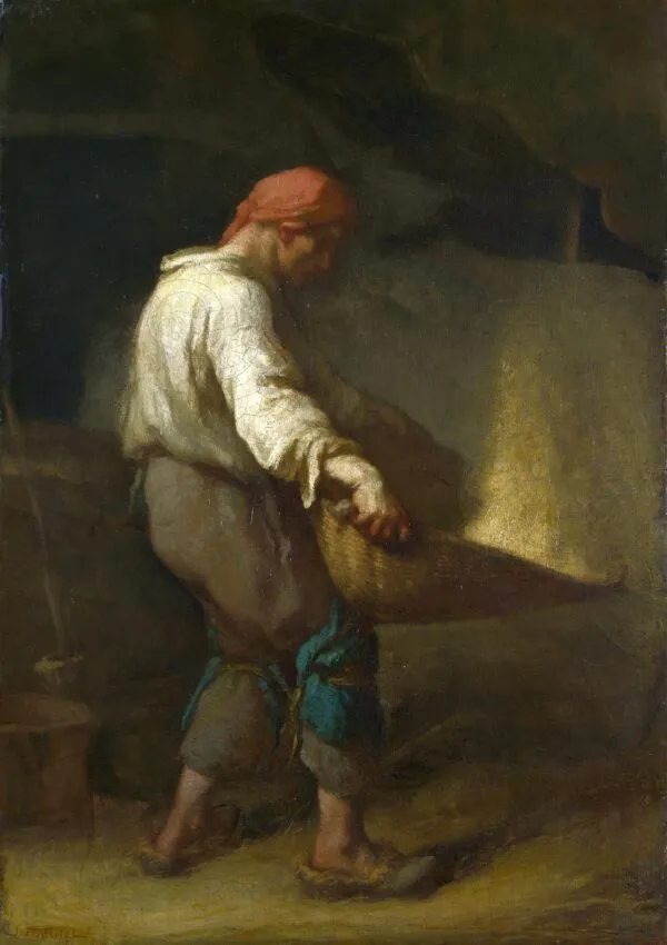 The Winnower (1848) by Jean-François Millet — original painting reproduced as a hand-painted oil on canvas