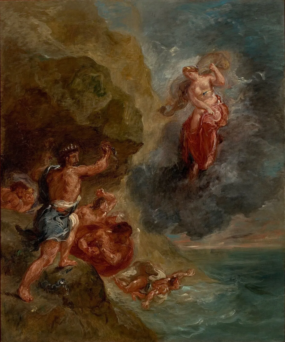 The Winter - Juno beseeches to destroy Eneas' Fleet (1850) by Eugène Delacroix — original painting reproduced as a hand-painted oil on canvas