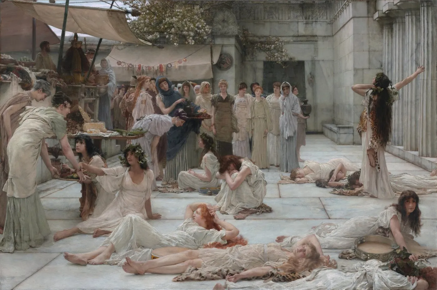 The women of Amphissa (1887) by Lawrence Alma-Tadema — original painting reproduced as a hand-painted oil on canvas