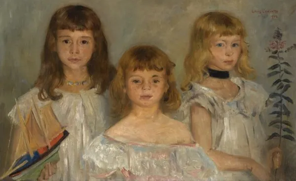 Three girls (1902) by Lovis Corinth — original painting reproduced as a hand-painted oil on canvas