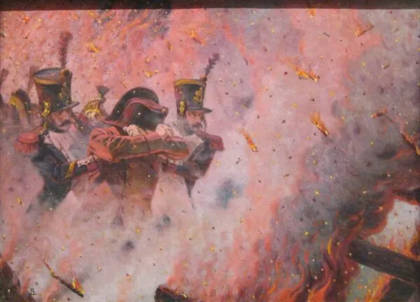 Through the fire by Vasily Vereshchagin — original painting reproduced as a hand-painted oil on canvas