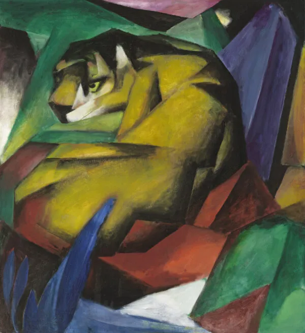 Tiger (1912) by Franz Marc — original painting reproduced as a hand-painted oil on canvas
