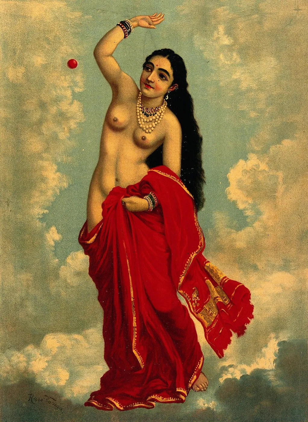 Tilottama (1896) by Raja Ravi Varma — original painting reproduced as a hand-painted oil on canvas