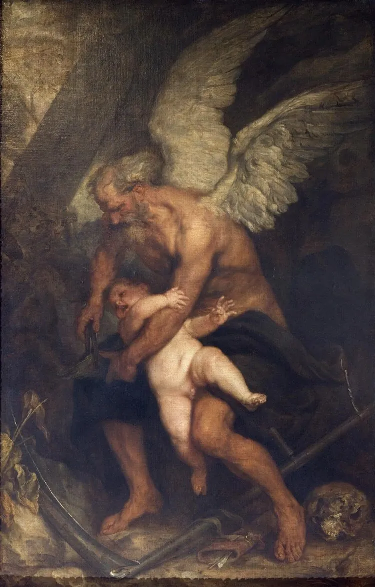 Time clipping the Wings of Love (1640) by Anthony van Dyck — original painting reproduced as a hand-painted oil on canvas