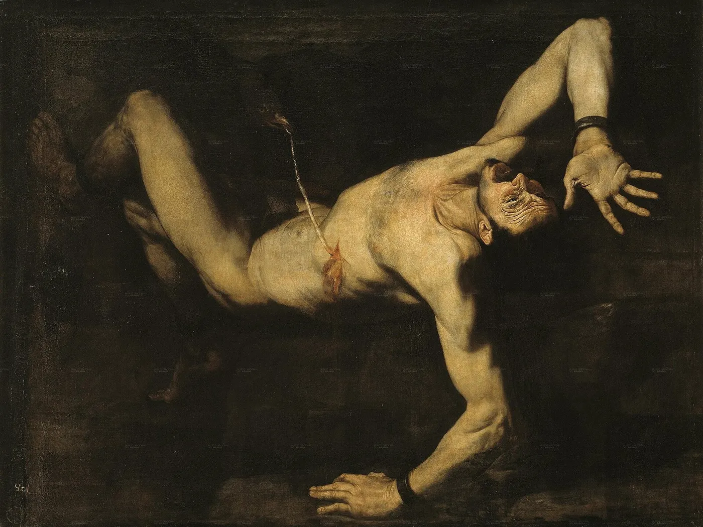 Tityos (1632) by Jusepe de Ribera — original painting reproduced as a hand-painted oil on canvas