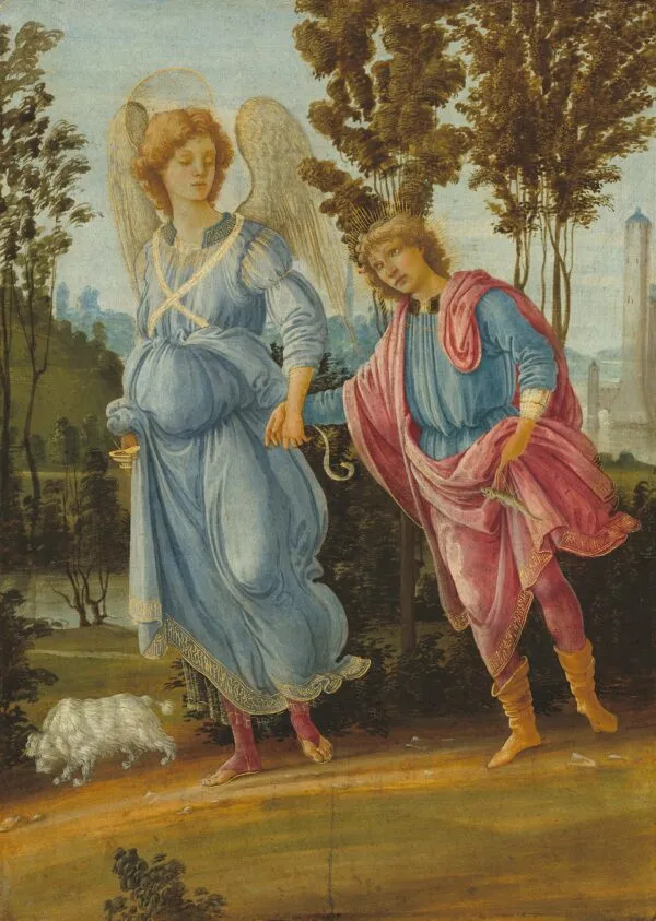 Tobias and the Angel (1475) by Filippino Lippi — original painting reproduced as a hand-painted oil on canvas