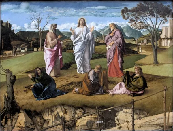 Transfiguration of Christ (1478) by Giovanni Bellini — original painting reproduced as a hand-painted oil on canvas