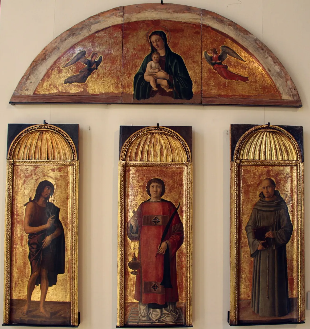 Triptych of Saint Lawrence (1464) by Giovanni Bellini — original painting reproduced as a hand-painted oil on canvas