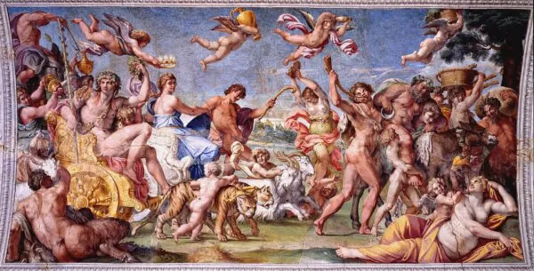 Triumph of Bacchus and Ariadne (2000) by Annibale Carracci — original painting reproduced as a hand-painted oil on canvas